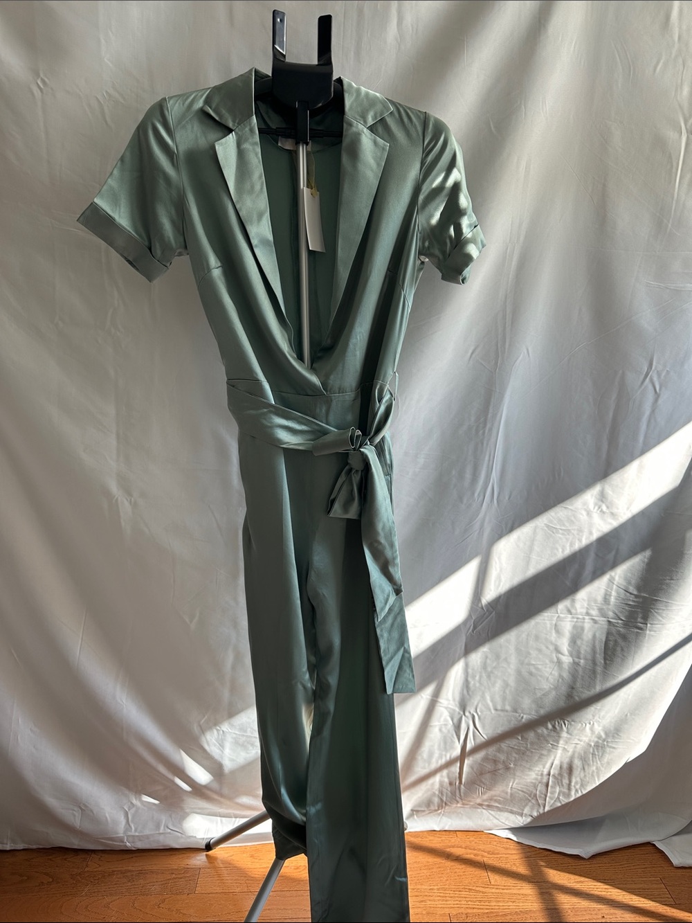 Silk Sage Green Wrap Jumpsuit